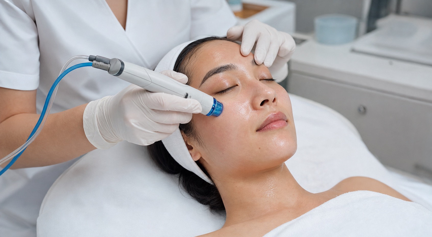 Hydrafacial treatment close-up after Bangkok workouts