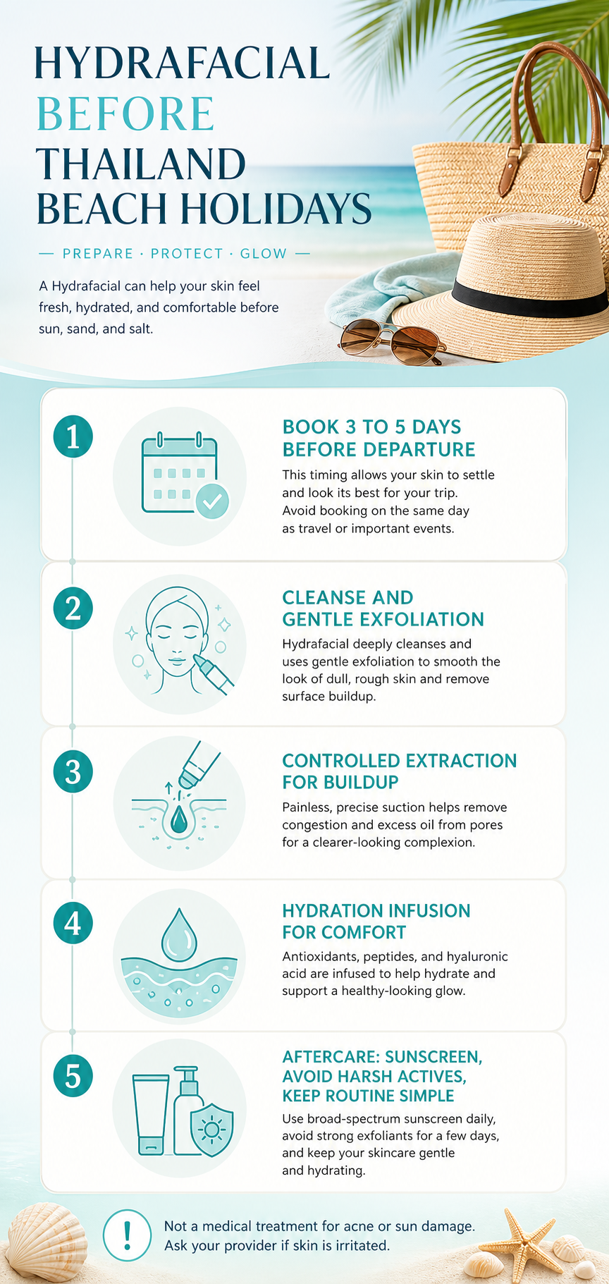 Hydrafacial before Thailand beach holidays infographic